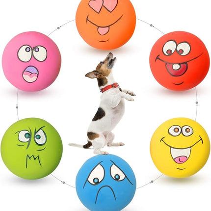 Latex Dog Squeaky Toys Rubber Soft Dog Toys Chewing Squeaky Toy Fetch Play Balls Toy for Puppy Small Pets 6pcs for Mini, Small Breeds, 2.28"*2.28"*1.30"