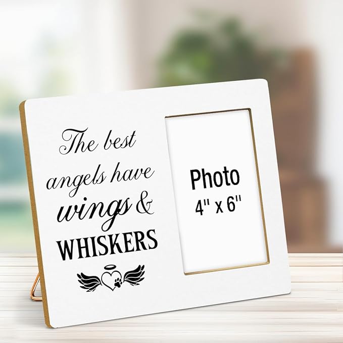 Pet Memorial Gift Picture Frame, Dog Memorial Gifts for Loss of Dog, Sympathy Gifts for Cat Dogs, Grief Gift for Women, Cat Pet Passing Away Remembrance Wood Photo Frames, 4 x 6 Inch Photo