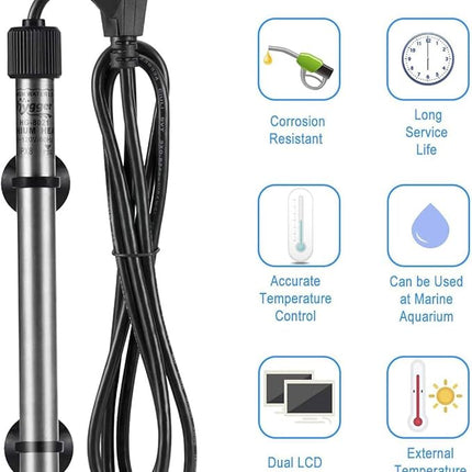hygger Pinpoint Saltwater Aquarium Heater with Digital Thermostat IC Temp Controller, Titanium Tube Submersible Fish Tank Heater for Coral Reef 100 Watt