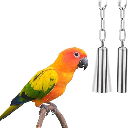 Hypeety Stainless Steel Bell Bird Toys Chew Toy for Parrot, Macaw, African Greys, Small Cockatoo, Parakeet, Cockatiels Heavy Duty Bird Cage Stand Toys (2 PCS-S)
