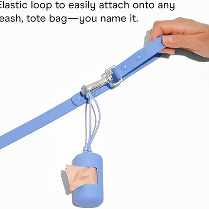 Wild One Dog Poop Bag Holder and Dispenser with Leash Attachment, Leak Proof, Easy Twist Top for Refills, Includes 1 Roll Bags, Blush