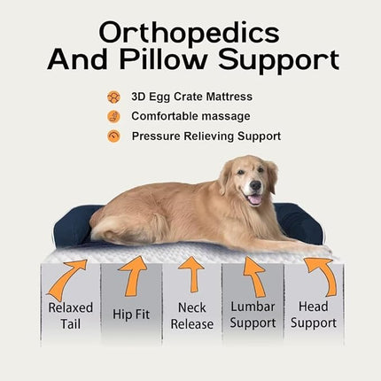 Small Dog Bed Waterproof Orthopedic Dog Beds for Medium Sized Dogs Comfy Pet Cat Bed with Sides, Washable Removable Cover