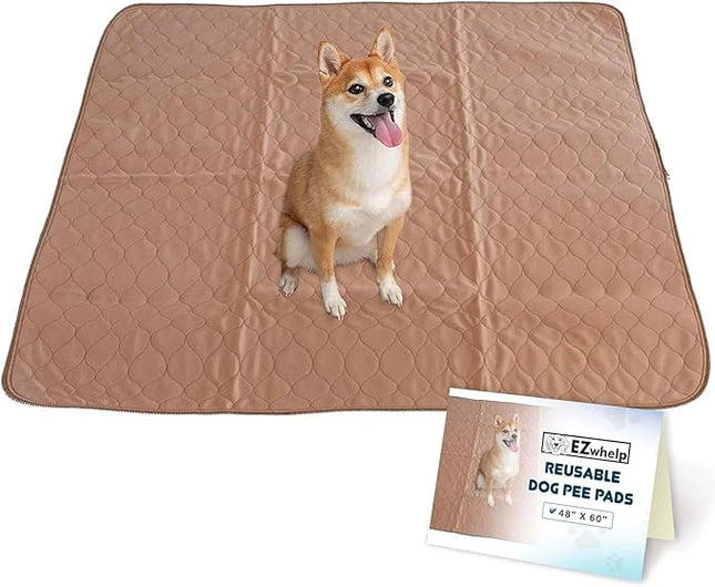 EZwhelp Reusable Dog Pee Pads - Waterproof Training Pads for Dogs - Washable & Sanitary - Rounded Corners - Laminated, Lightweight, Durable - Pet Essentials for Puppy Training and Whelping - 48" x 60"