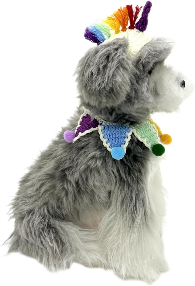 Cat Costume,Unicorn Handmade Knitted Dog Costume,Rainbow Dog Outfit,Cat Birthday Clothes