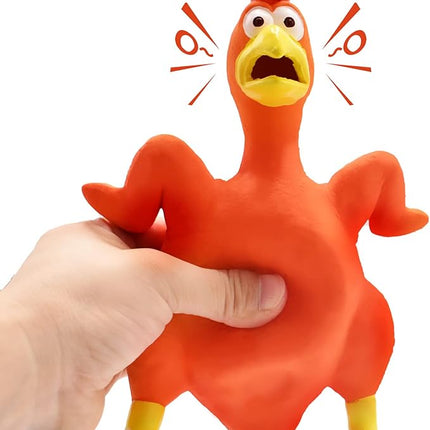 3-Pack Rubber Chicken Dog Toys with Squeakers - Loud Screaming Latex Toys for Small, Medium & Large Breeds - Ideal for Boredom - Busting and Interactive Fetch Play