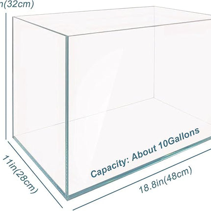 Ultra Clear Rimless Aquarium Tank 6-60 gallons Low Iron Glass (10GaI - Top Glass Canopy)