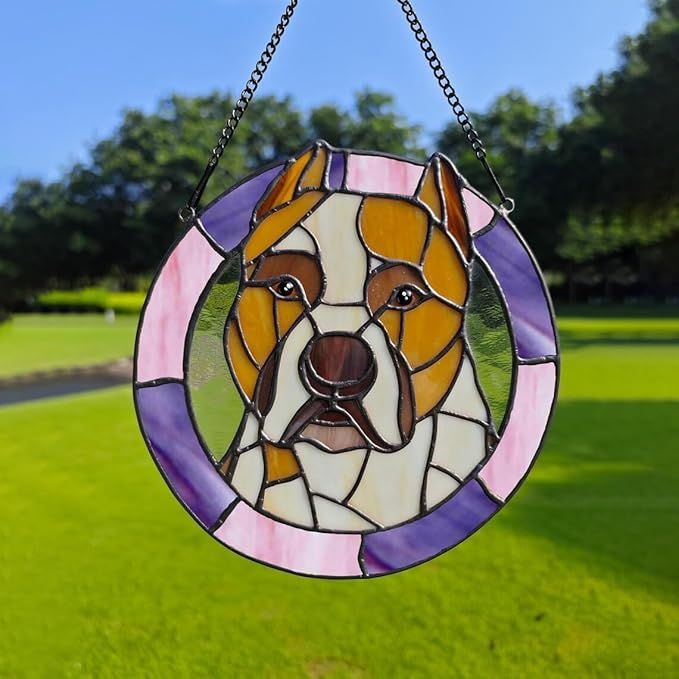 Custom Dog Portrait Stained Glass Suncatcher, Pet Memorial Stained Glass Photo Suncatcher, Staineds Glass Dog Memorial, Loss of Dogs Sympathy Gift Personalized, Pet Loss Gifts /13