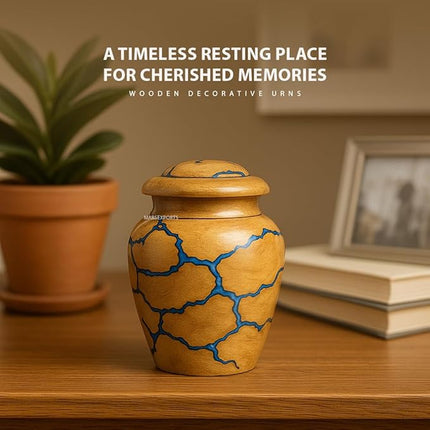 Handcrafted Wooden Urn for Human Ashes Adult Male - Small Decorative Urn for Ashes for Women & Men - Funeral & Burial Urn - Holds Up to 20lbs (Small)