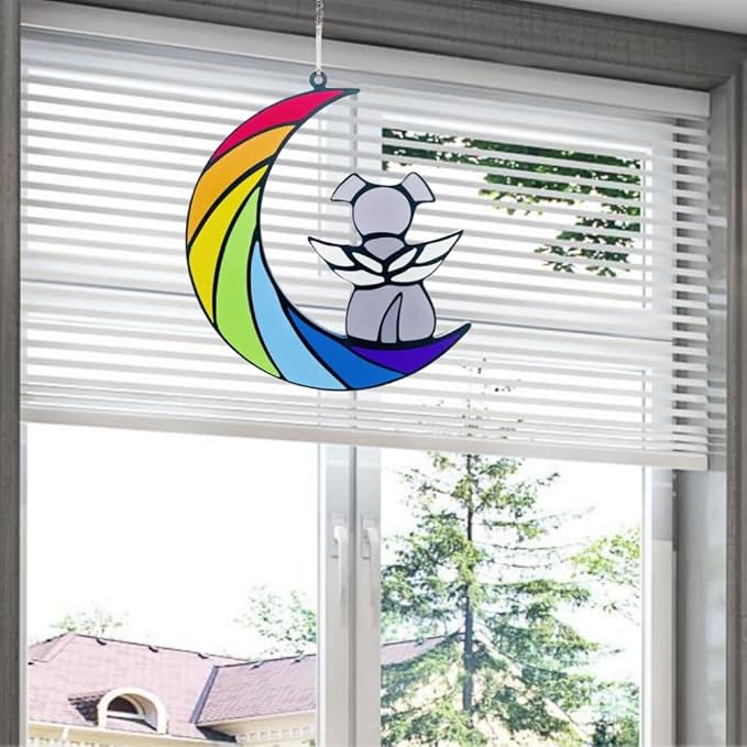 Dog Memorial Gifts, Death Sympathy Gift for Loss of Dogs, Rainbow Bridge Pet Passing Away Pet Memorial Sun Catcher Gifts