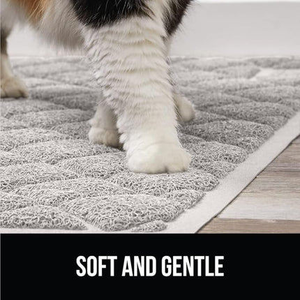 GORILLA GRIP Cat Litter Box Mat, 40x28, Water Resistant, US Designed Kitty Litter Trapping Mats, Easy to Clean, Scatter Control, Less Mess and Clean Floors, Kitten Supplies for Indoor Cats, Light Gray