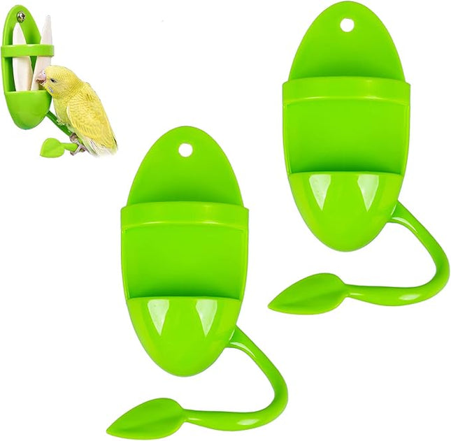 2pcs Plastic Pet Bird Cuttlebone Holder Food Holder, Cuddle Bone Feeding Racks, Cuttlebone Holder for Cockatiels Parakeets Budgies Finches Green