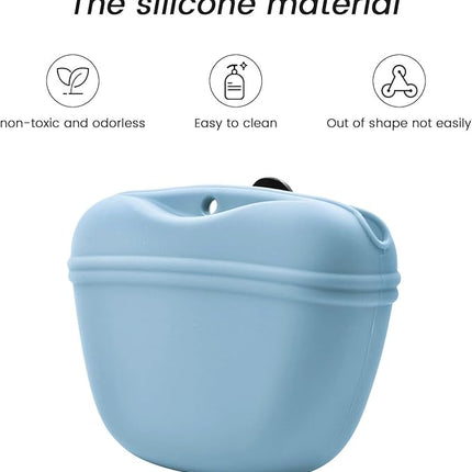 AUDWUD Silicone Dog Treat Pouch,With Dog Training Clicker,Clip on Portable Training Container,Convenient Magnetic Buckle Closing and Upgraded Waist Clip for Enhanced Stability