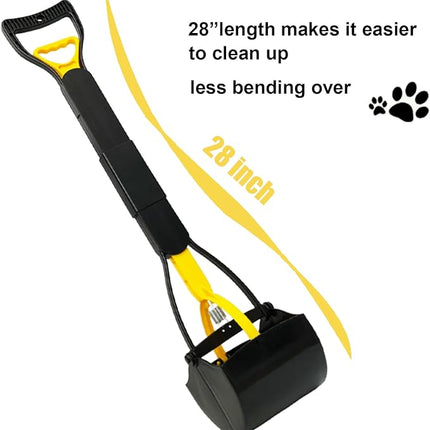 Dog Pooper Scooper for Large Medium & Small Dogs Heavy Duty,Long Handled Dog Poop Scooper for Grass,Durable Dog Poop Pick Up Tool (Yellow)