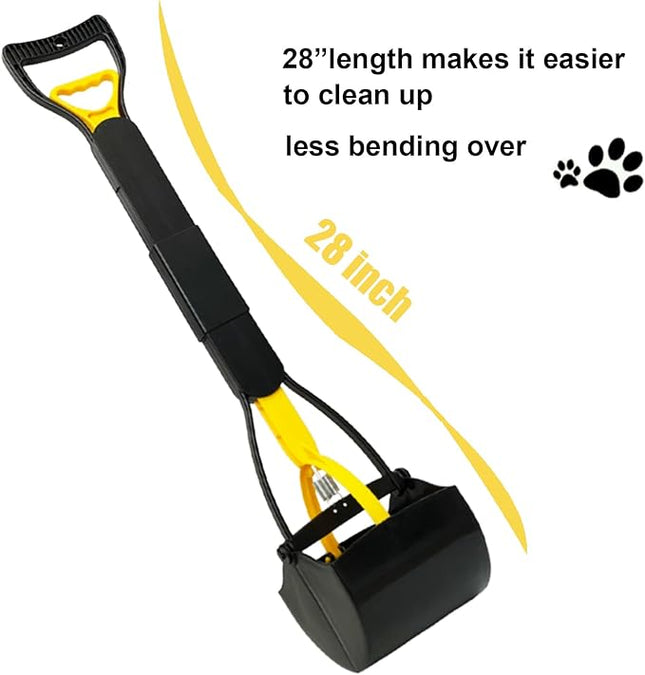 Dog Pooper Scooper for Large Medium & Small Dogs Heavy Duty,Long Handled Dog Poop Scooper for Grass,Durable Dog Poop Pick Up Tool (Yellow)