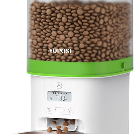Automatic Cat Feeder - 4L Timed Auto Pet Feeder for Cat and Dog with Dry Food Dispenser, 180-day Battery Life, 1-6 Meals Per Day, 1-16 Portion, Desiccant Bag Keeps Food Fresh