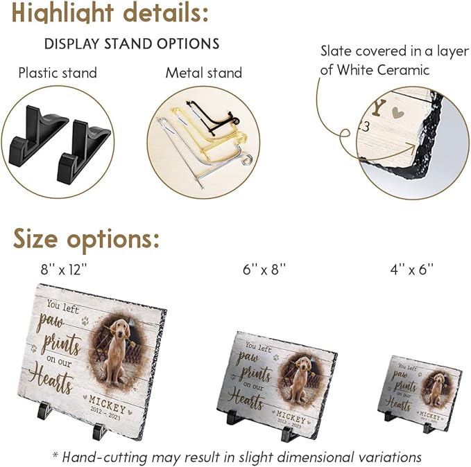 Personalized Slate Memorial Stone for Dogs and Cats - Dog Paw Prints - Thoughtful Bereavement Gifts for Cat Lovers, Ideal Keepsake for Pet Loss - Change a Meaningful Quote