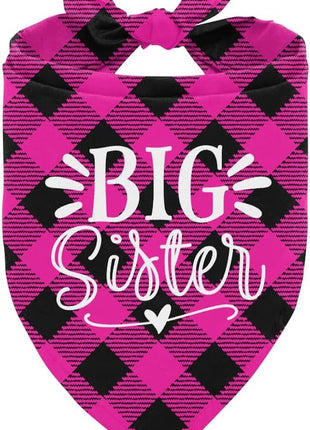 Big Sister Dog Bandana, Buffalo Plaid Pet Scarf, Pet Scarf Accessories, Baby Announcement Dog Bandana, Dogs Bandana Gift for Small Medium Large