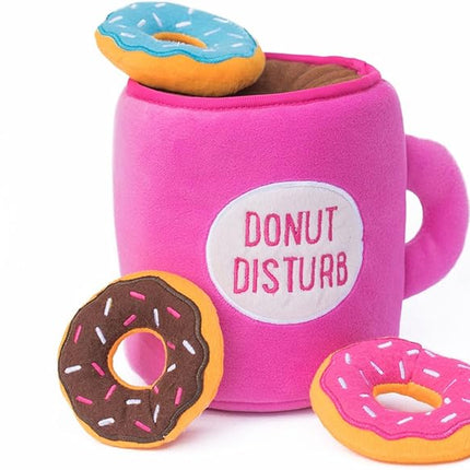 ZippyPaws Burrow- Interactive Dog & Puppy Toys for Boredom, Stimulating Pet Products to Keep Them Busy, Hide & Seek Plush Dog Puzzles, Enrichment Squeaky Toy, for Small & Medium Dogs- Coffee & Donutz