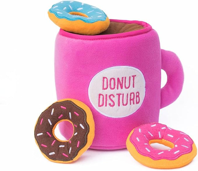 ZippyPaws Burrow- Interactive Dog & Puppy Toys for Boredom, Stimulating Pet Products to Keep Them Busy, Hide & Seek Plush Dog Puzzles, Enrichment Squeaky Toy, for Small & Medium Dogs- Coffee & Donutz