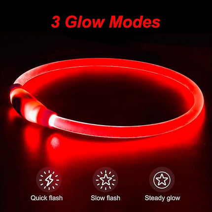 Light Up Dog Collar, Dlitk Rechargeable Cuttable LED Dog Collars, Pet Safety Light at Night Walking for Small Medium Large Dogs, Do Not Use Fast Charging (Red)