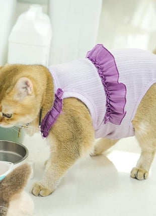 Cat Recovery Suit,Kitten Onesie After Surgery,E-Collar Alternative for Abdominal Wound and Skin Diseases,Soft Breathable Bodysuit After Spay（Purple-s）