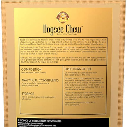 Dogsee Himalayan Yak Cheese Dog Chews with Turmeric/Curcumin (Large - 1 Chew) | Healthy Dog Treats | Hip & Joint Health Supports | Long Lasting Dental Chews