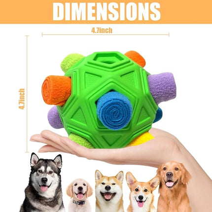 Dog Snuffle Ball-Interactive Puzzle Dog Toys Encourage Natural Foraging Skills Slow Feeder for Training and Stress Relief, Cloth Strip Hiding Food Chew Toys with Squeaky Carrot Toy for Any Size