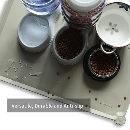 Hoki Found X-Large Silicone Pet Feeding Mats - Non Slip, Waterproof Dog & Cat Food Mats - Placemats for Carpet - Cream Green