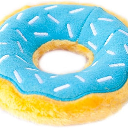 ZippyPaws Donutz - No Stuffing Dog Toys to Keep Them Busy, for Small and Medium Dogs, Squeaky Pet Toy for Boredom, Unstuffed Chew Toy, Soft Plush Puppy Products, Funny Food Toy - Blueberry Donut