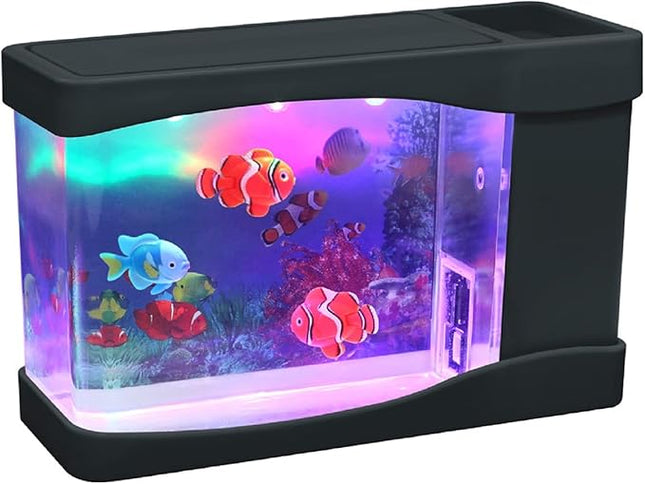 Lightahead Artificial Mini Aquarium A Sensory Multi Colored LED Swimming Fish Tank with Bubbles