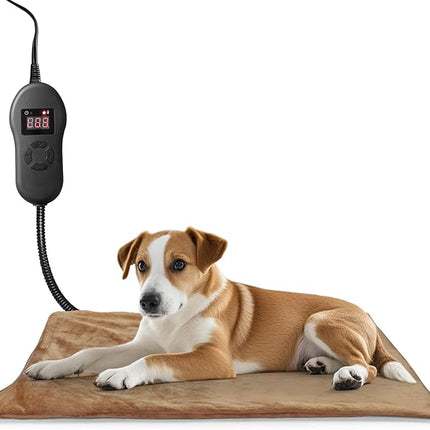 NAMOTEK Pet Heating Pad with Timer, Adjustable Temperature, Waterproof, Chew Resistant Cord, Auto Power-Off, Electric Indoor Heated Mat for Dogs and Cats