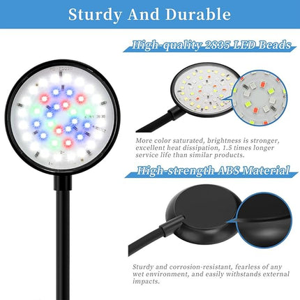 Mini Clip On Aquarium Light 7W Dimmable Small Fish Tank Light USB Moving Lamp with White Red Blue Green LED for 1 to 3 Gallon Tanks