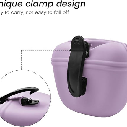AUDWUD Silicone Dog Treat Pouch,With Dog Training Clicker,Clip on Portable Training Container,Convenient Magnetic Buckle Closing and Upgraded Waist Clip for Enhanced Stability