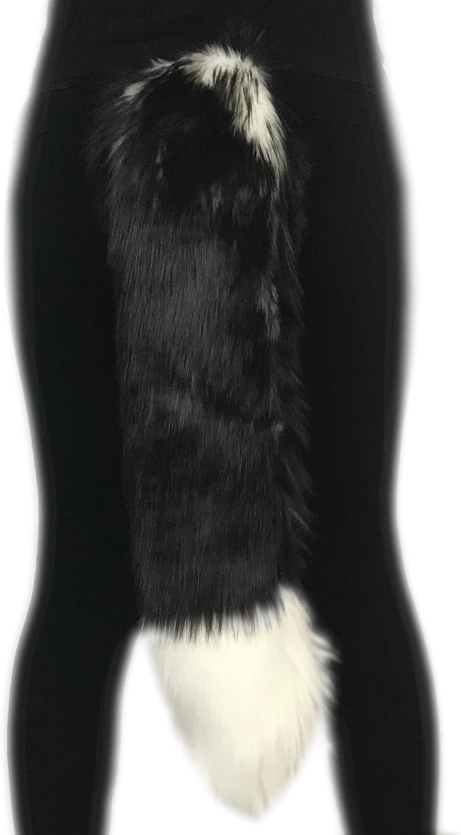 Bianna Creations Faux Fur Animal Tail, Handmade, Cosplay, Anime Lover, Costume Dress Up Pet Play Furry Super Soft Accessory (Fox Candy Black Wolf, 20")