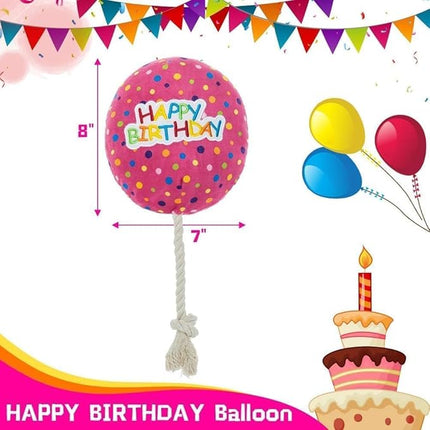 BINGPET Dog Birthday Bandana Set with Cake and Balloon,Dog Birthday Party Supplies for Boys and Girls,Puppy Chew Toys Gift for Large and Extra Large Dogs Pets - Pink