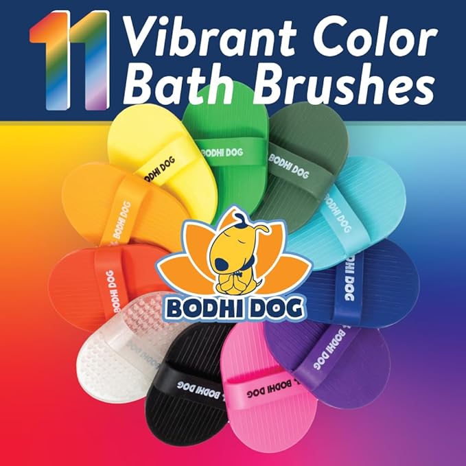 Bodhi Dog Shampoo Brush - Pet Grooming & Bath Supplies for Dogs and Cats - Bath Brush for Long & Short Hair - Premium Scrubber for Shower, Bathing & Massage (One Pack, Silver Glitter)