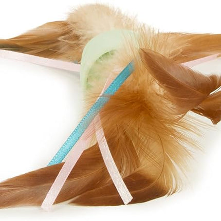 SmartyKat Flutter Roller Feather & Ribbon Chase Cat Toy - Green, One Size