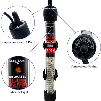 Fish Tank Aquarium Heater - Adjustable Temperature Submersible Thermostat Heater,25W/50W/100W/150W/200W/300W