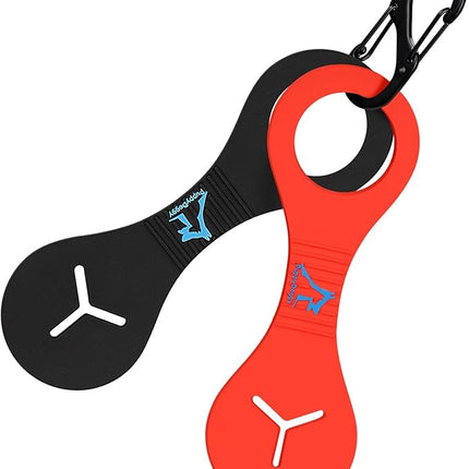 PuppyDoggy 2 Pieces Dog Poop Bag Holder for Leash Waste Bag Carrier Dog Poop Bag Dispenser for Walking Running Bicycle Accessory (Black + Red)