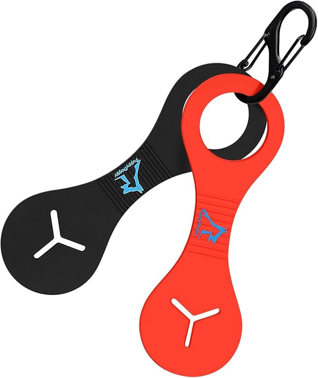 PuppyDoggy 2 Pieces Dog Poop Bag Holder for Leash Waste Bag Carrier Dog Poop Bag Dispenser for Walking Running Bicycle Accessory (Black + Red)