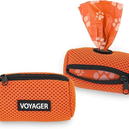 Best Pet Supplies 2-Pack Dog Poop Bag Holder Leash Attachment, Color, Reusable Mesh Dispenser Pouch for Travel, Walking, Park, and Outdoor Use, Soft and Durable with Clip-On - Mesh Orange