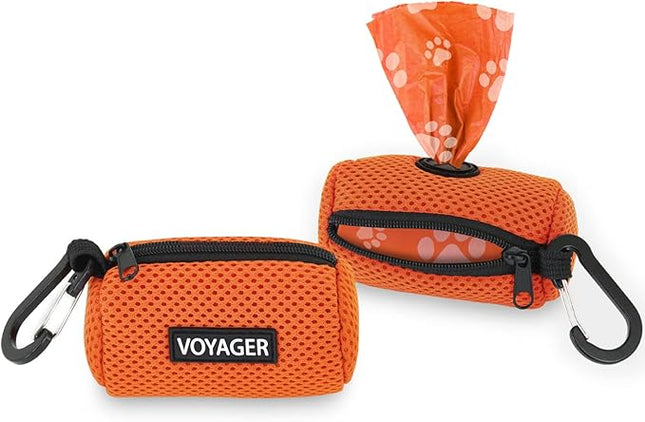 Best Pet Supplies 2-Pack Dog Poop Bag Holder Leash Attachment, Color, Reusable Mesh Dispenser Pouch for Travel, Walking, Park, and Outdoor Use, Soft and Durable with Clip-On - Mesh Orange