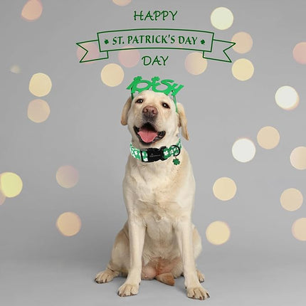 ARING PET St Patrick's Day Dog Collar-Cute Green Clovers Dog Collars, Adjustable Shamrock Pet Collars Trefoil Puppy Collar with Quick Release Buckle for Girl&Boy Dogs