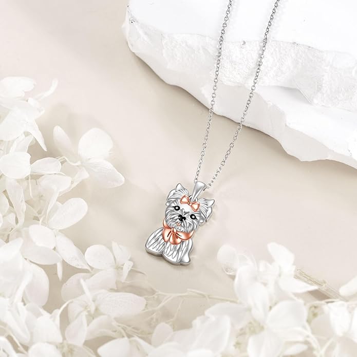 VONALA French Bulldog Guinea Pig Fox Sloth Necklace 925 Sterling Silver Cute Animal Heart Pendant Jewelry Gifts for Women