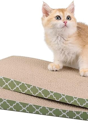 Cat Scratcher Cardboard Scratching Pads Scratch with Catnip 2PCS Reversible Corrugated Cardboard