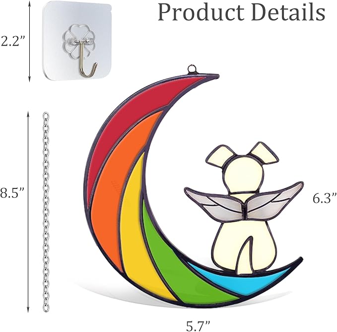 Rainbow Bridge Dog Memorial Gifts for Loss of Dog, Stained Glass Personalized Pet Memorial, Loss of Pet Sympathy Gift for Window, Living Room, Garden