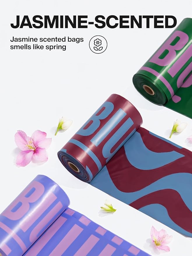 Poop Bags for Dogs Jasmine Scented Dog Poop Bags Rolls Leak Proof Extra Thick Waste Bag Refill Rolls 180 Counts