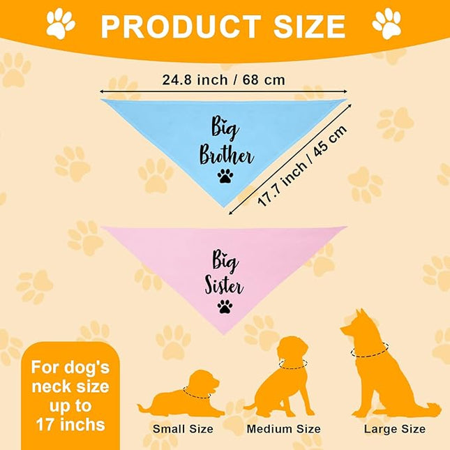 Big Sister and Big Brother Pet Dog Bandana, Triangle Scarf for Small Medium Large Dogs, Baby Announcement Gender Reveal Photo Prop Pet Scarf for Dog Lover, 2 Packs