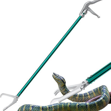 60" Snake Grabber Tongs,Extendable Snake Tong Reptile Grabber Rattle Snake Catcher Wide Jaw Handling Tool-Green