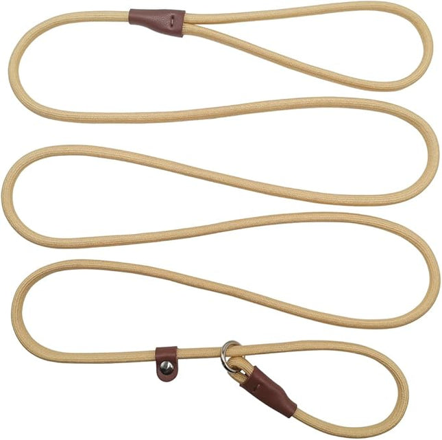 BTINESFUL 7FT Slip Lead Dog Leash, Strong Nylon Rope Leash, 1/4 inch Diam Dog Training Lead for Small Medium Large Dogs, Beige